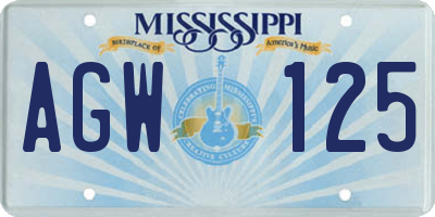 MS license plate AGW125