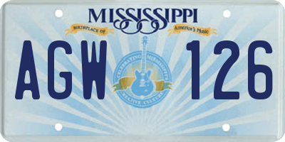 MS license plate AGW126