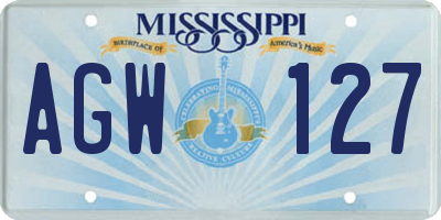 MS license plate AGW127