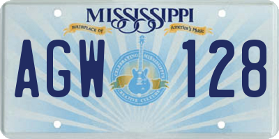 MS license plate AGW128