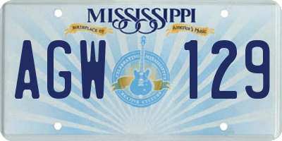 MS license plate AGW129