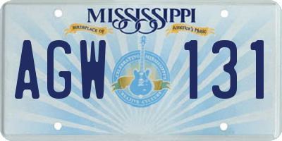 MS license plate AGW131