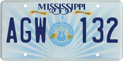 MS license plate AGW132