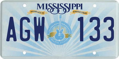 MS license plate AGW133
