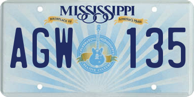 MS license plate AGW135