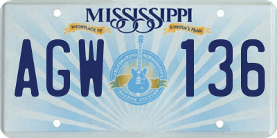 MS license plate AGW136