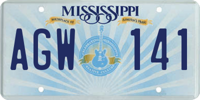MS license plate AGW141