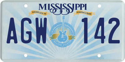 MS license plate AGW142