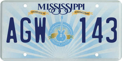 MS license plate AGW143