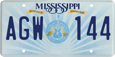 MS license plate AGW144