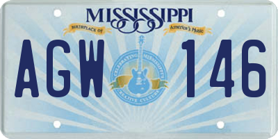 MS license plate AGW146