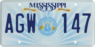 MS license plate AGW147