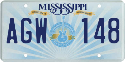 MS license plate AGW148