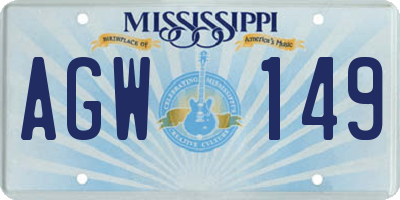 MS license plate AGW149