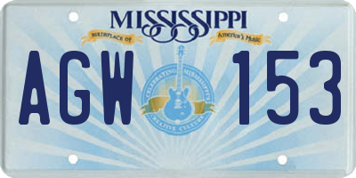 MS license plate AGW153