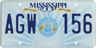 MS license plate AGW156