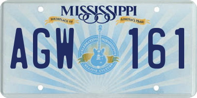 MS license plate AGW161
