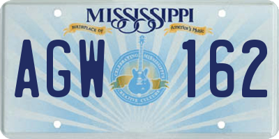MS license plate AGW162