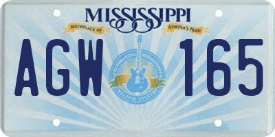 MS license plate AGW165