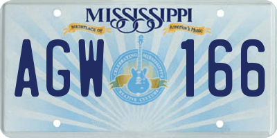 MS license plate AGW166