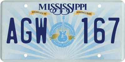 MS license plate AGW167