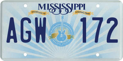 MS license plate AGW172