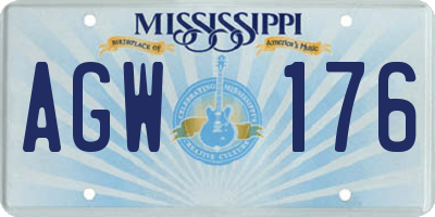 MS license plate AGW176