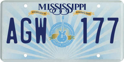 MS license plate AGW177