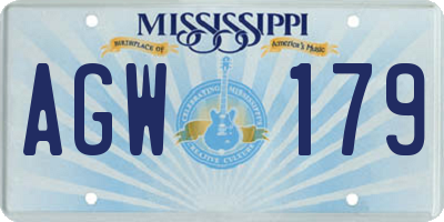 MS license plate AGW179