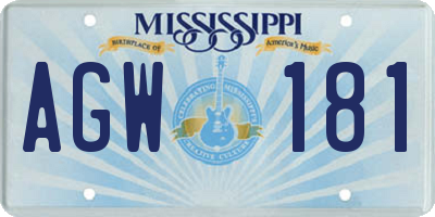 MS license plate AGW181