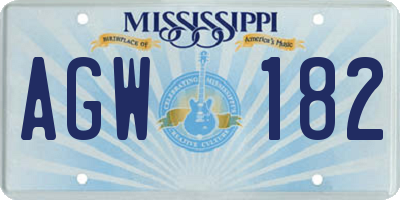 MS license plate AGW182
