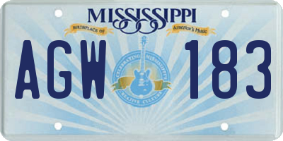MS license plate AGW183