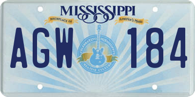 MS license plate AGW184