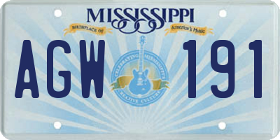 MS license plate AGW191