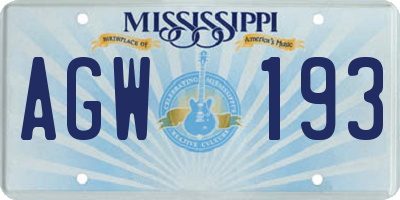 MS license plate AGW193