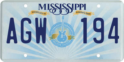 MS license plate AGW194