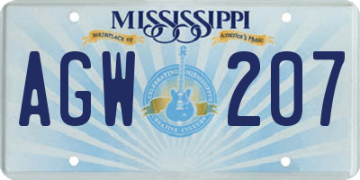 MS license plate AGW207