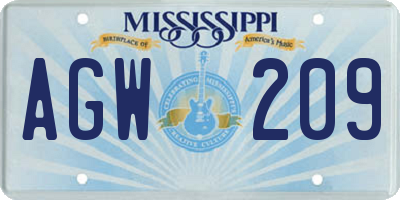 MS license plate AGW209