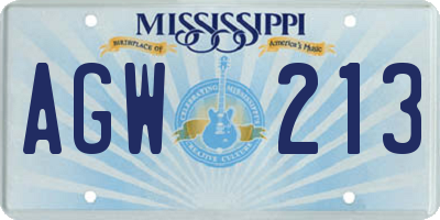 MS license plate AGW213