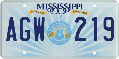MS license plate AGW219