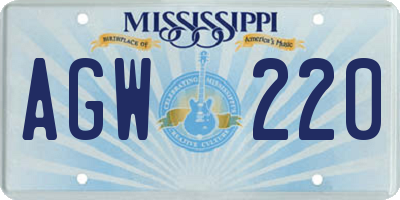 MS license plate AGW220