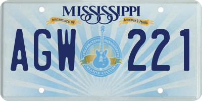 MS license plate AGW221