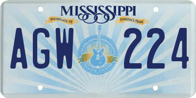 MS license plate AGW224
