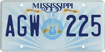 MS license plate AGW225