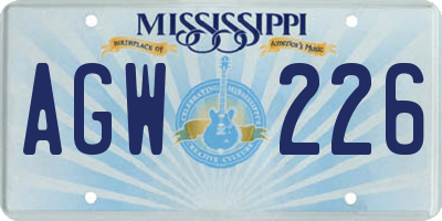 MS license plate AGW226