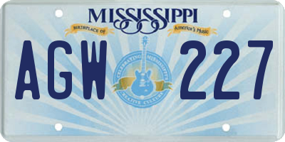 MS license plate AGW227