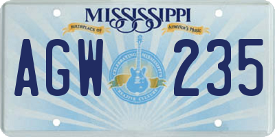 MS license plate AGW235