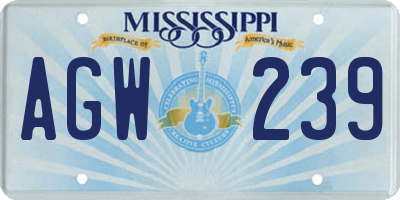 MS license plate AGW239