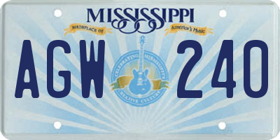 MS license plate AGW240
