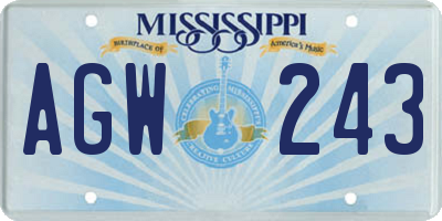 MS license plate AGW243